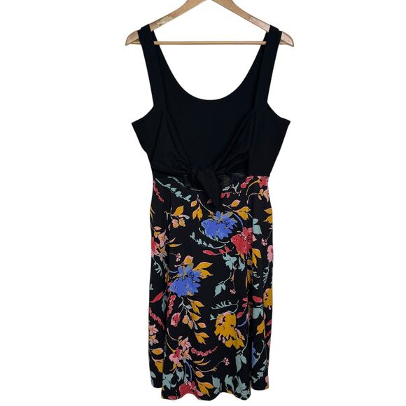 Pact Size Medium Organic Cotton Black Floral Print Tie Back Fit & Flare Dress - Picture 6 of 9